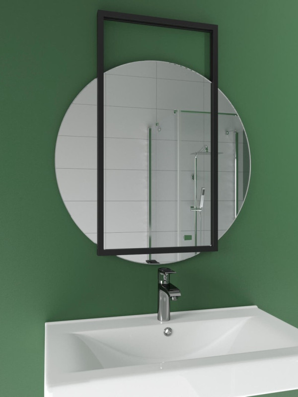 Дизайнерское настенное зеркало Glass Memory Terraform в металлической раме черного цвета D830